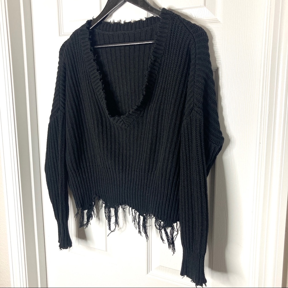 Frayed Knitted Sweater